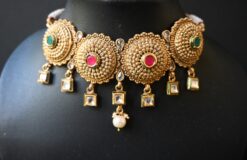 Gold polished Necklace Earring Set