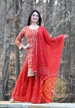 Red Bandhani Dress - Sareena Jivani