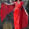 Ready To Wear Saree with Jacket and Belt - Red