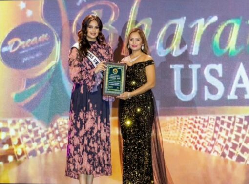 Priyal Doshi received "Woman Icon Of The Year" Award from Miss Universe Harnaaz Sandhu