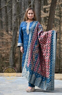 Silk Salwar Suit - Peacock Blue