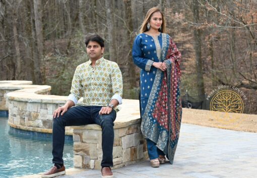 Silk Salwar Suit - Peacock Blue