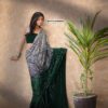 Cocktail Saree - Green and Silver